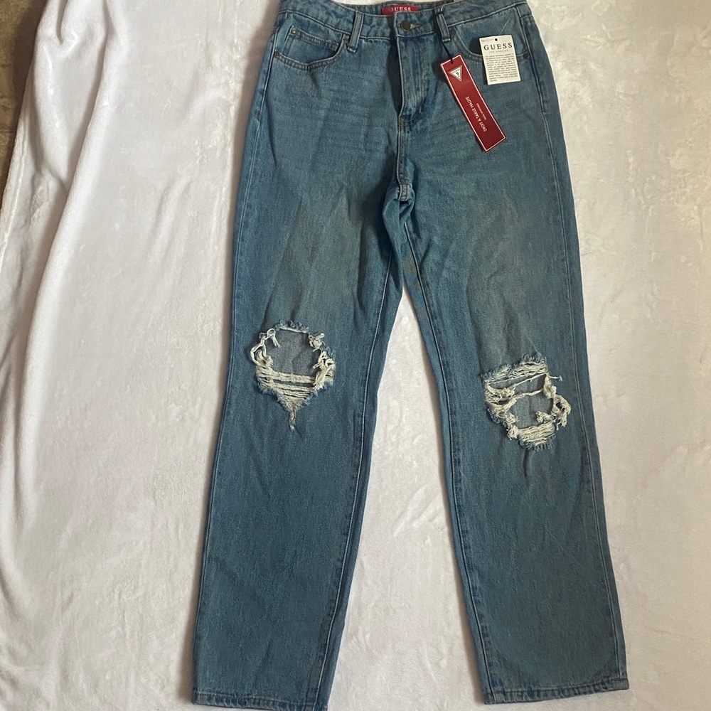 Guess Women's Relaxed Blue Distressed Jeans